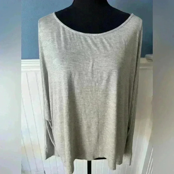 NWT Yanak Apple Long Sleeve VNeck Top ~ Heather Gray ~ One size - Picture 1 of 7